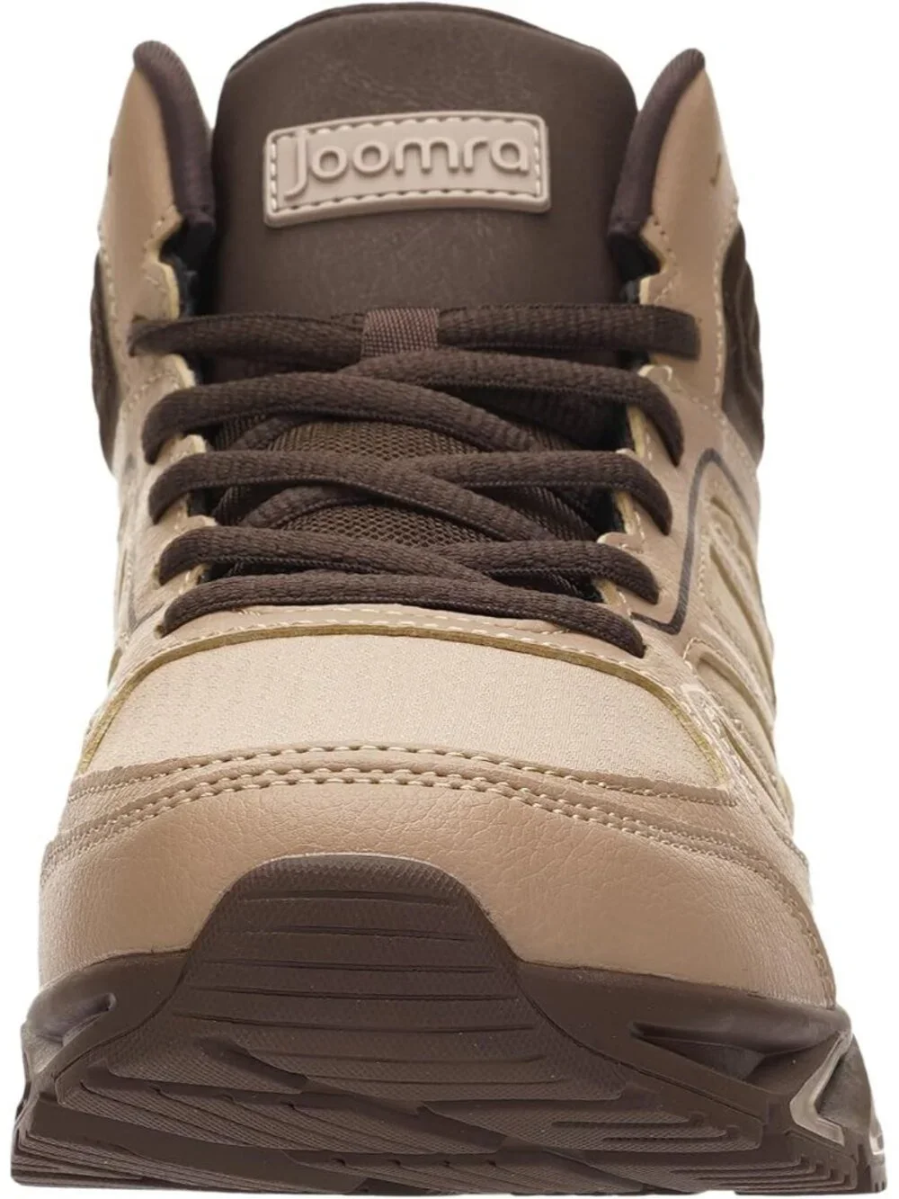 Joomra Mens Khaki Brown Rubber Leather High Top Athletic Inspire Lace Up Sneaker
